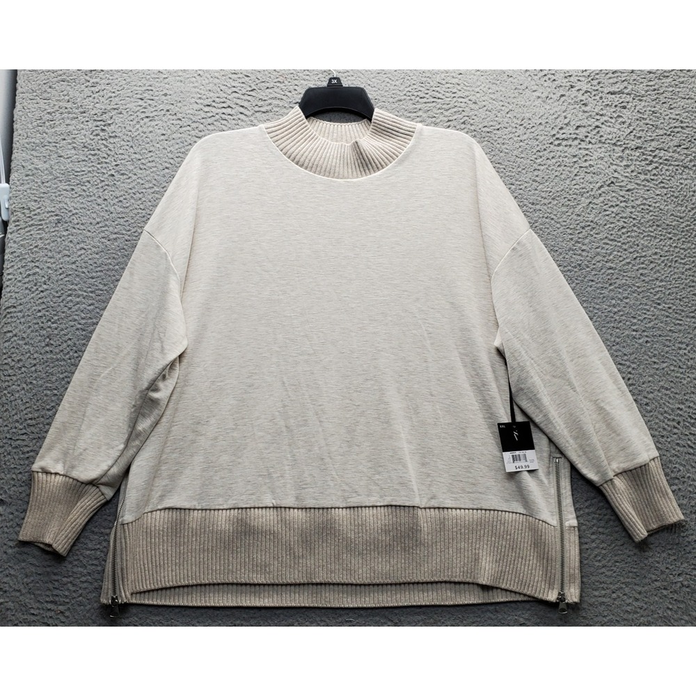 Simply Vera Wang Vera Wang Scuba Trim Sweatshirt Womens XXL Brown Chic Side Zip